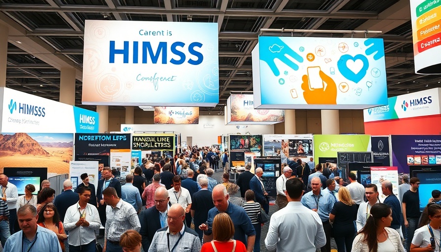 Federal Health Officials HIMSS Conference dropout scene with vibrant attendees.