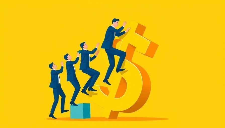 Abstract illustration of businessmen on a dollar sign, symbolizing Next Generation in Biotech Venture Capital.