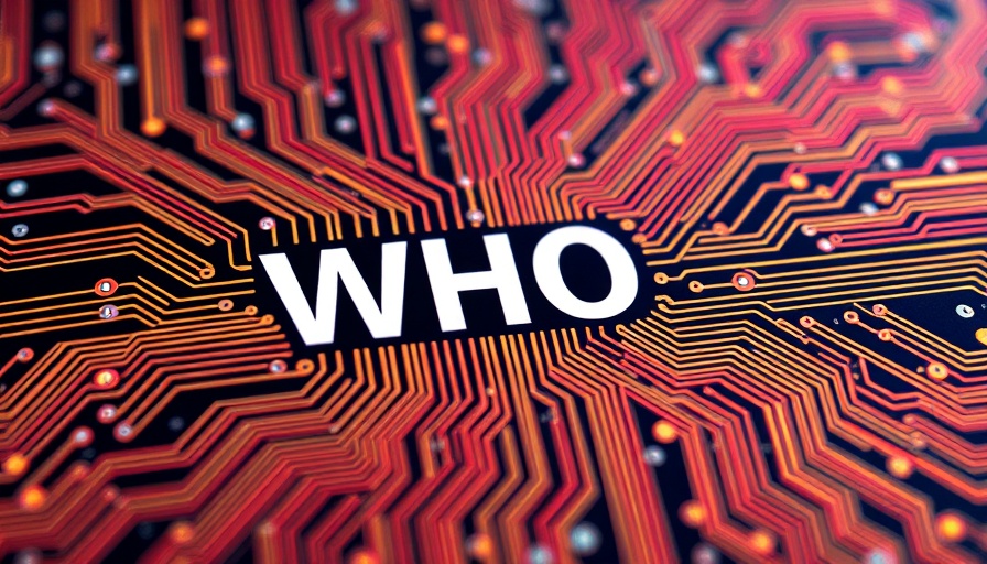 WHO document cover on AI ethics in healthcare, circuit design.