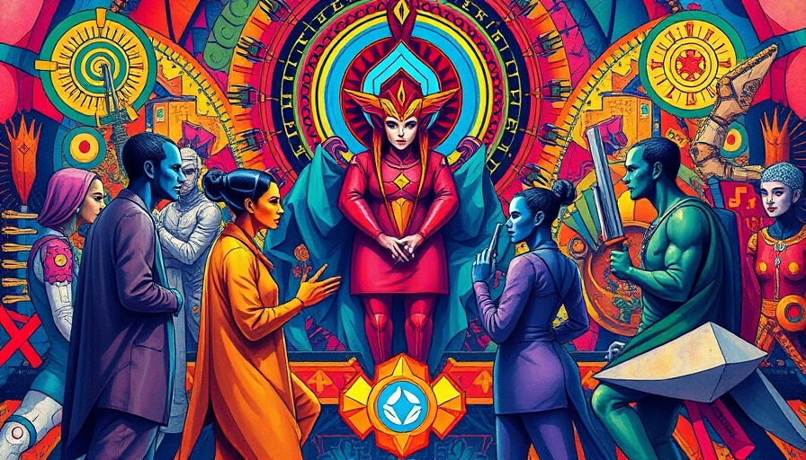 Colorful abstract scene depicting the evolution of AI.