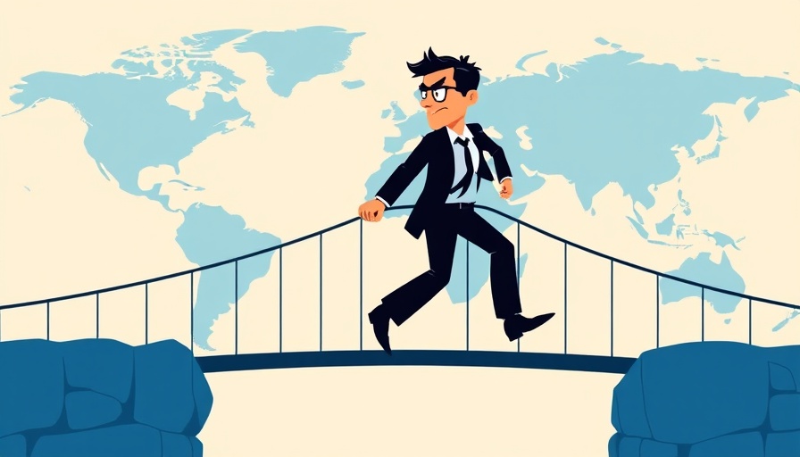 Illustration of business figure crossing money bridge in health tech funding context.