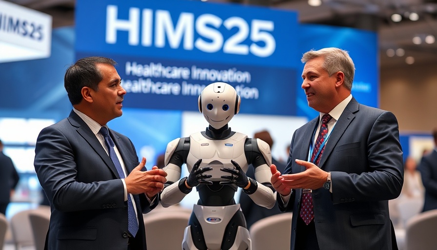 Healthcare Innovation HIMSS25 conference panel with AI robot discussion.