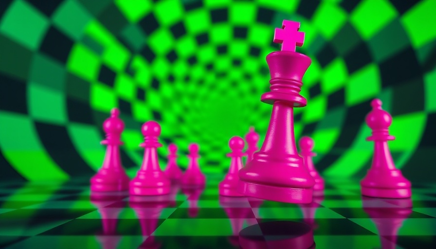 AI cheating in chess conceptual art with chess pieces and checkered vortex