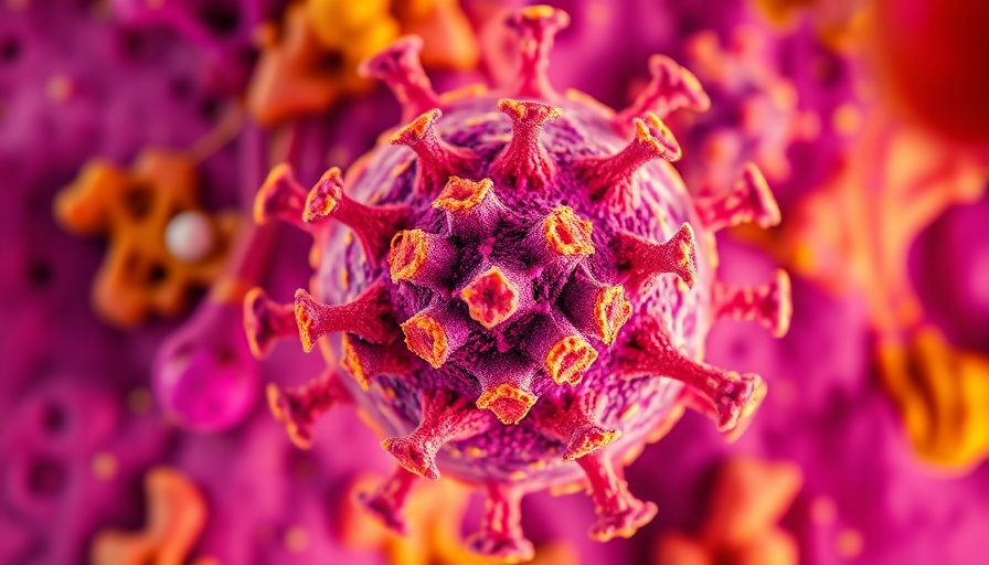 Microscopic view of measles virus under electron microscope.