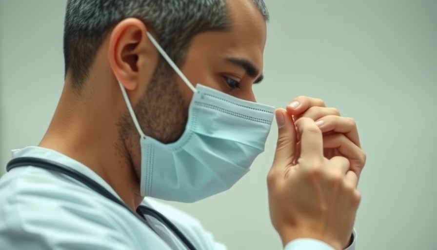 Healthcare worker adjusting mask representing 2025 HIMSS public policy priorities.