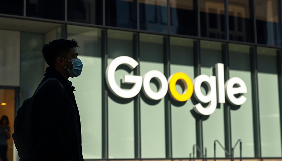 Google office exterior with silhouette in front, urban setting.