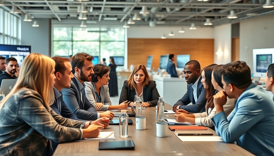Healthcare Digital Transformation professionals in discussion at a conference.