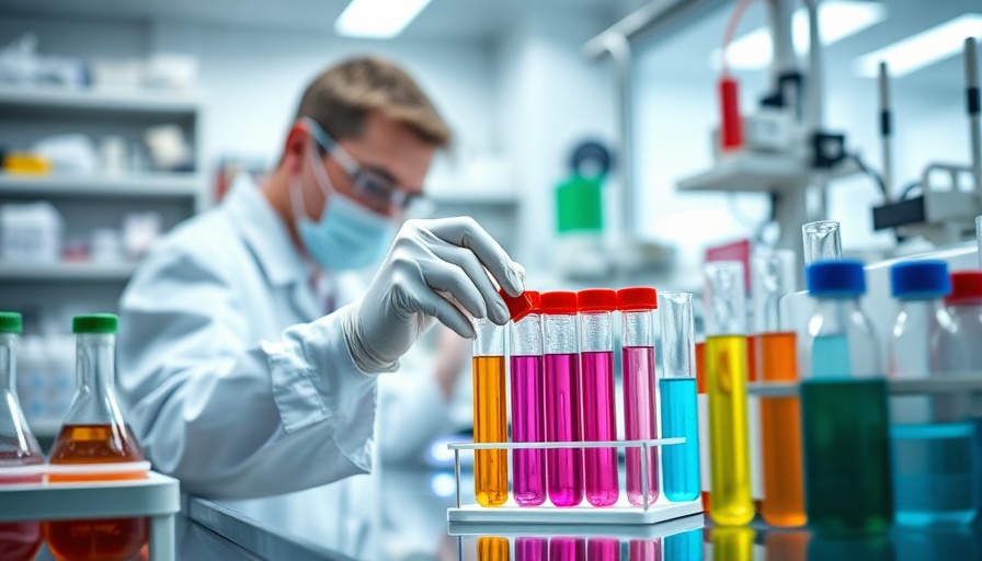 Laboratory setting with person handling test tubes for HIV prevention shots.