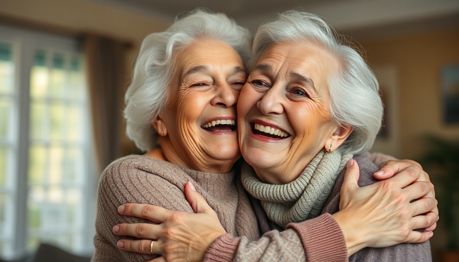 Social connections drive healthy aging, elderly woman happily embracing.