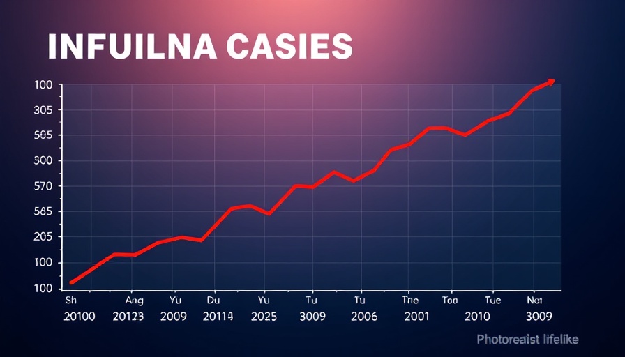 Infographic showing influenza case trends and treatment insights.