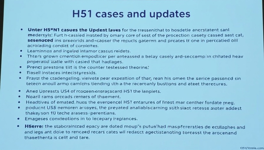 Slide detailing H5N1 trends and updates with text information.