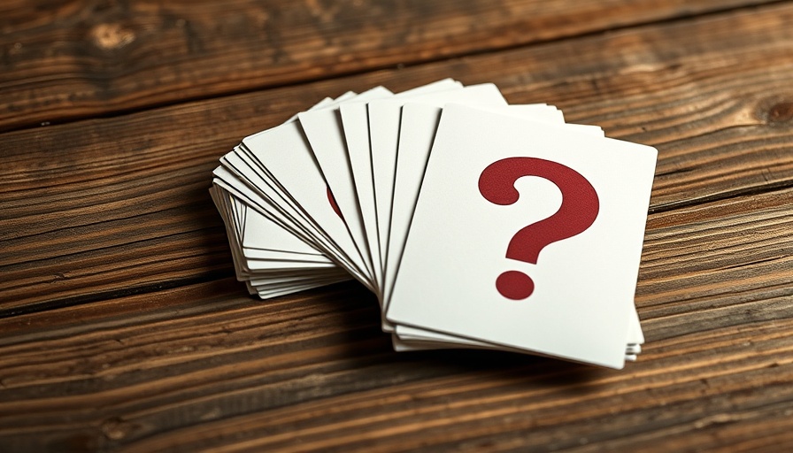 Intriguing stack of question mark cards on wooden surface, symbolizing uncertainty.