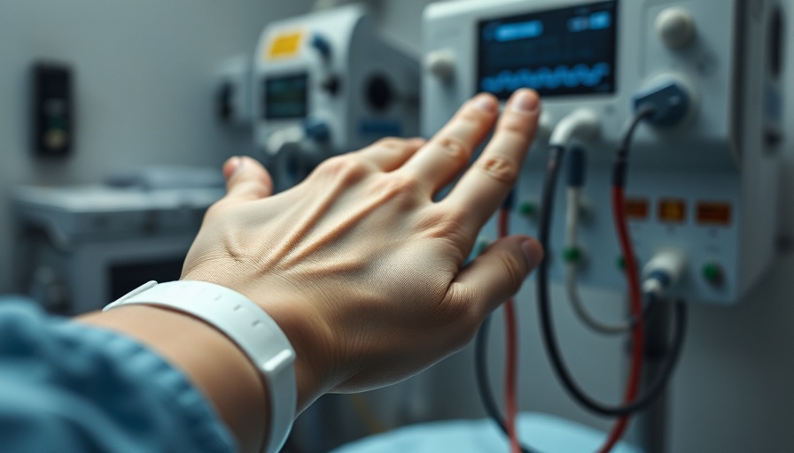 Patient's hand during purified T cell transplant treatment.