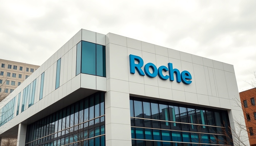 Roche corporate building showcasing logo, investigation focus.