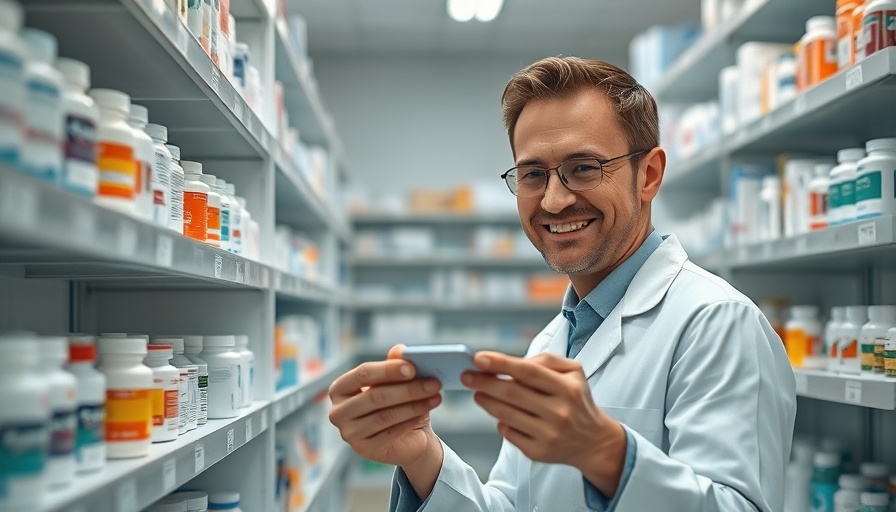 Pharmacist using tablet in pharmacy, electronic controlled drug register New Zealand.