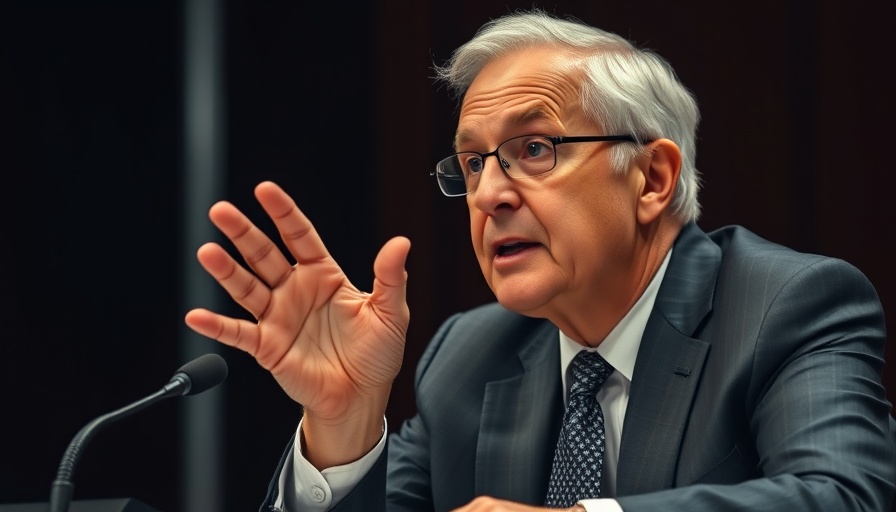 Elderly man discussing vaccine regulation controversy at a desk.