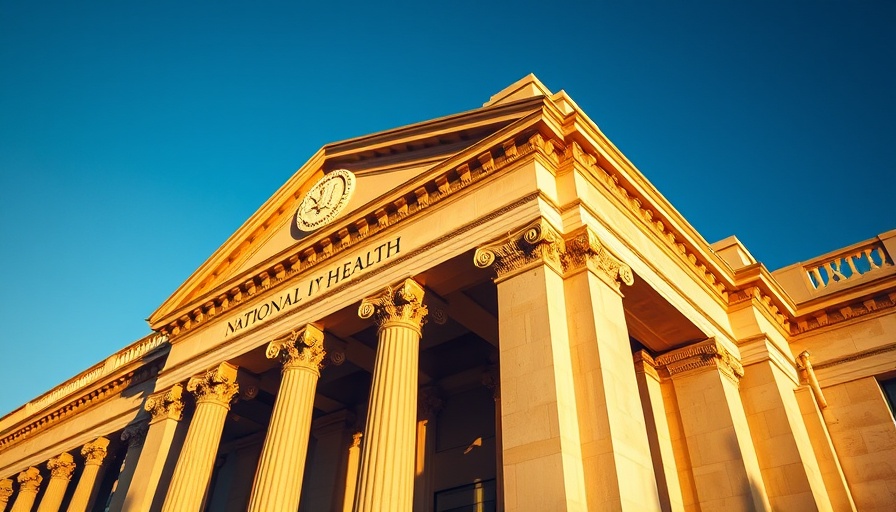Facade of National Institutes of Health building showing emblem and columns.