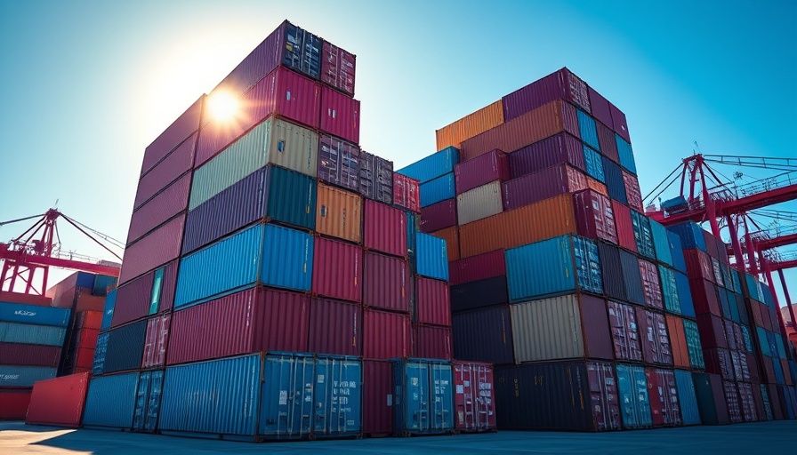 Colorful shipping containers under clear sky showing impact of tariffs.