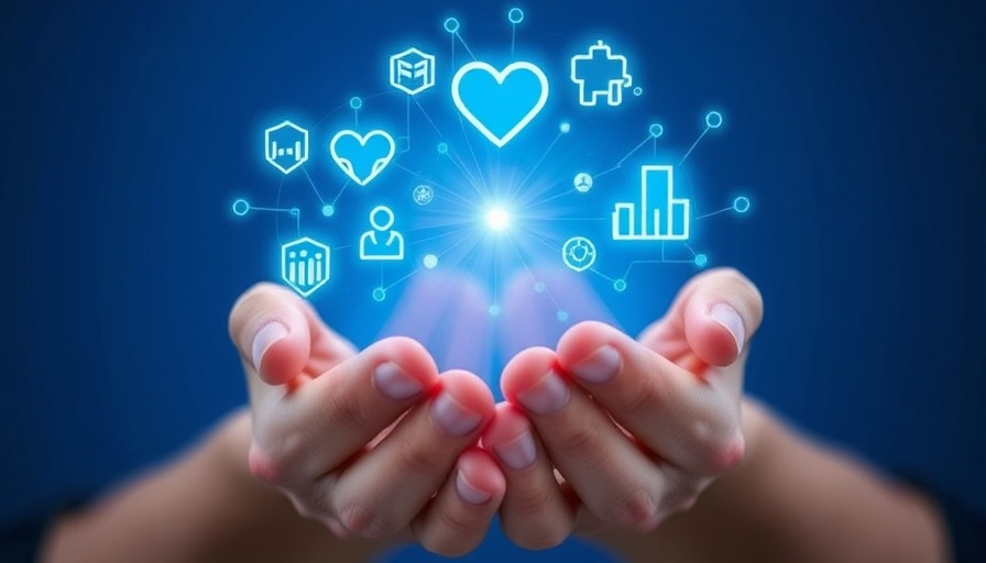 Digital Health Plans Experience: Hands with floating health icons