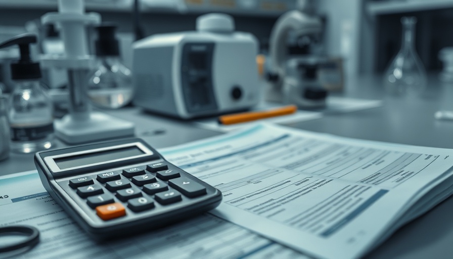 Conceptual NIH budget cuts image with lab tools and financial papers.