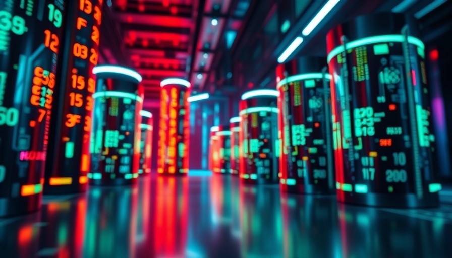 Futuristic data silos in healthcare, vibrant and glowing in a digital setting.