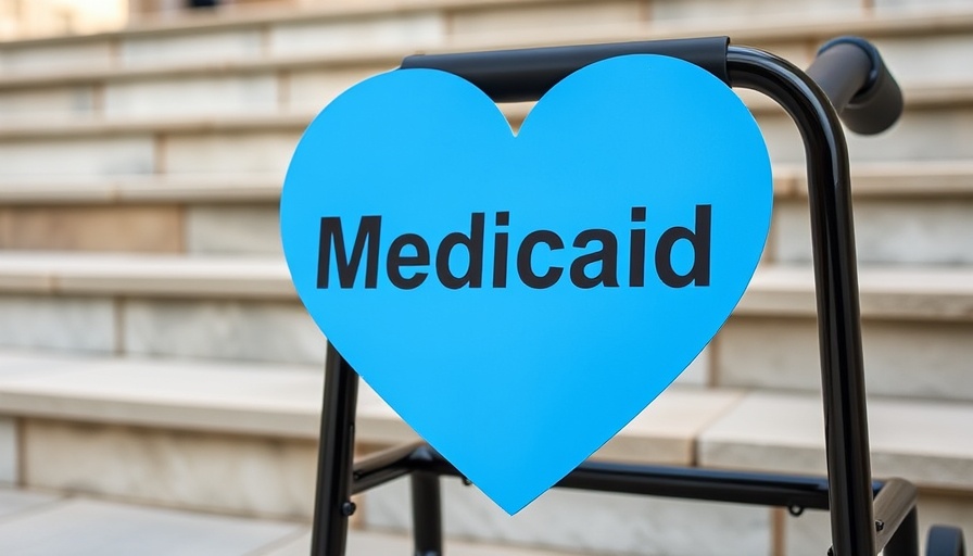 Medicaid Cuts Opposition sign on walker in outdoor setting.