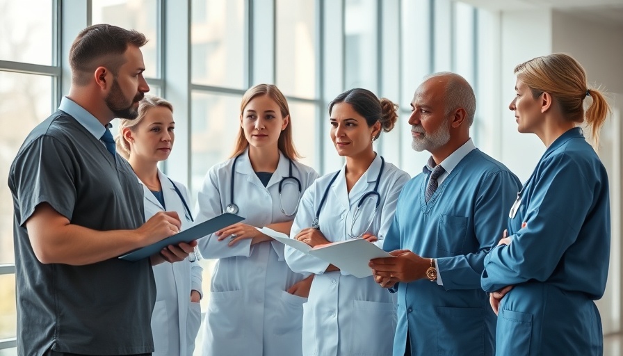 Medical team engaging in hospital workflow discussion.
