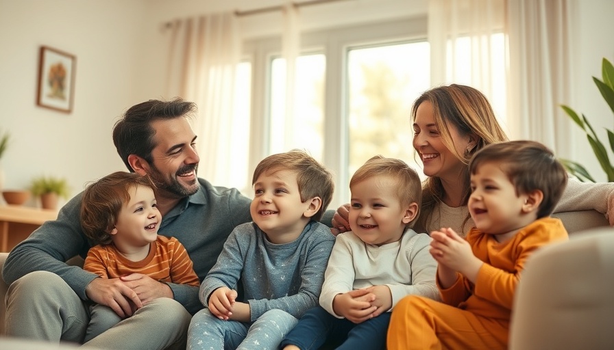 Family bonding with children indoors, highlighting connection and warmth.