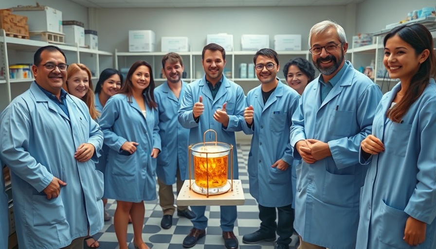 Scientists displaying sodium metal fuel cell in lab.