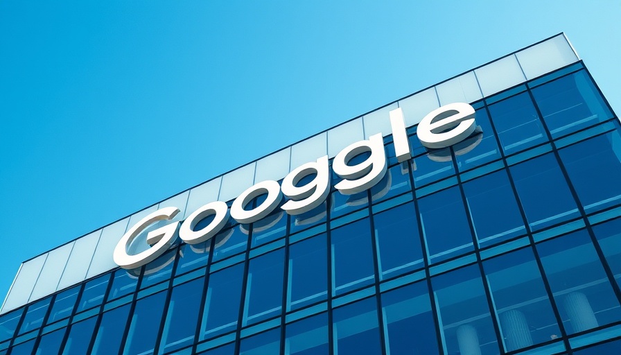 Google office building with logo against blue sky, symbolizing business dynamics.