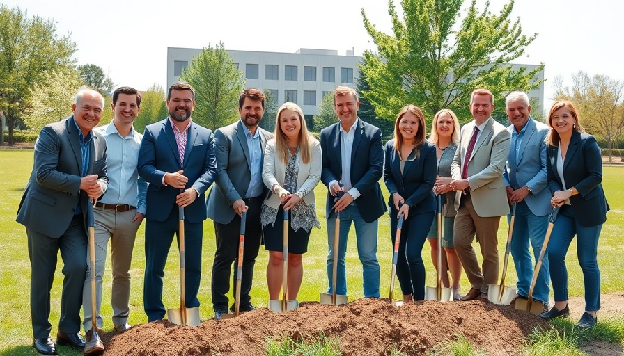Professionals at Peace Garden Drive reopening ceremony with shovels.