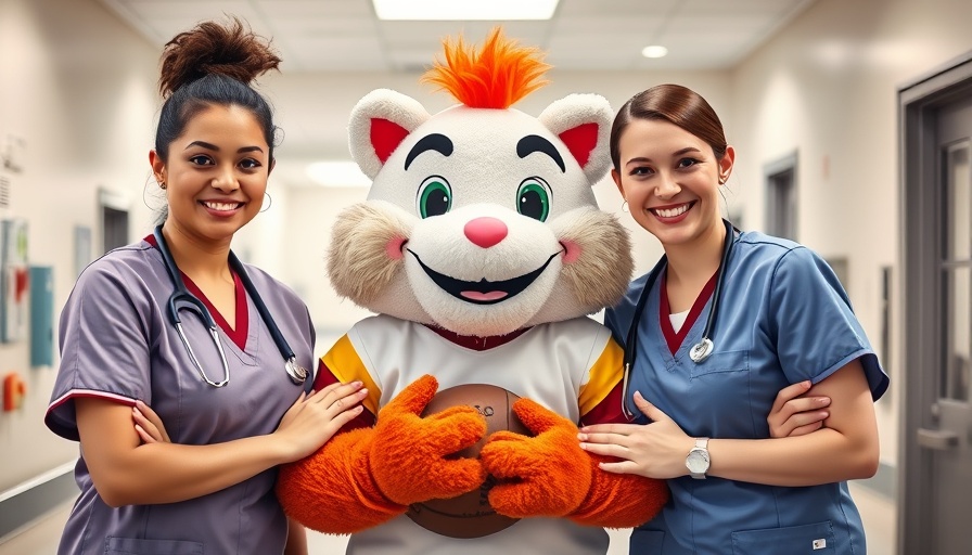 Minnesota Lynx mascot poses with Mayo Clinic Children's staff.