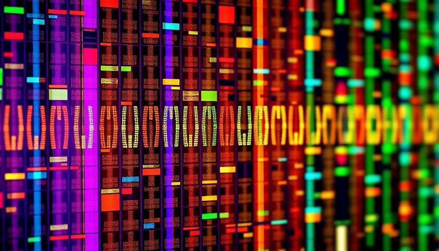 Abstract DNA sequence pattern representing Google AlphaGenome AI.