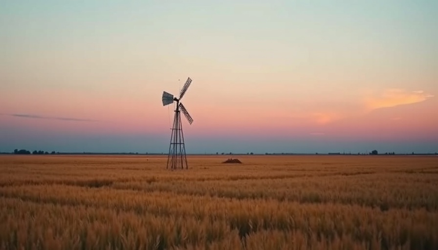 Serene rural landscape with windmill symbolizing Microsoft Innovation in Rural Hospitals.
