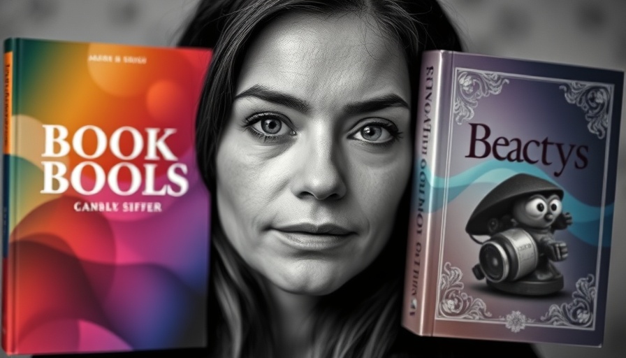 Monochrome portrait with book cover on AI development insights.