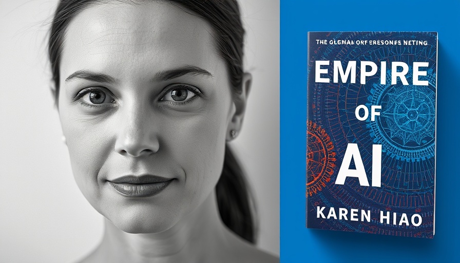 How did life begin: Black and white portrait with book cover 'Empire of AI'.