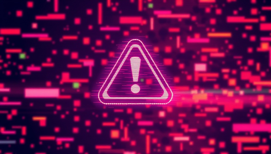 Cybersecurity alert system glitch art warning symbol, digital noise.