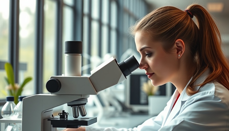 Scientist observing microscope in modern lab, highlighting cloud computing in life sciences.