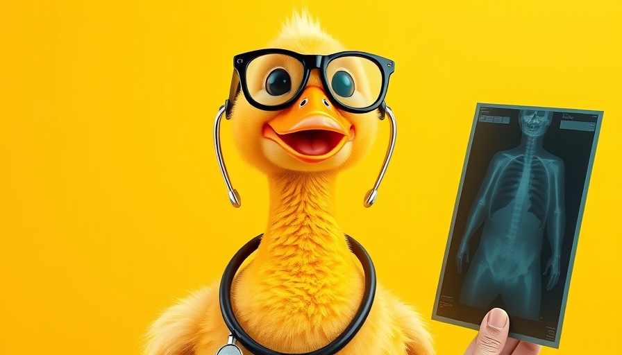 Humorous duck with stethoscope and X-ray, AI companies medical disclaimers