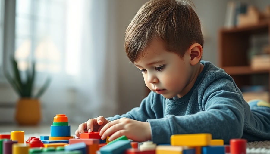 Child playing with blocks in top autism therapy centers Texas.