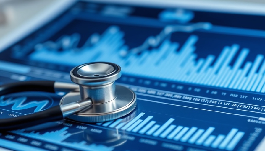 Futuristic medical data overlay with stethoscope, EMR interoperability concept.