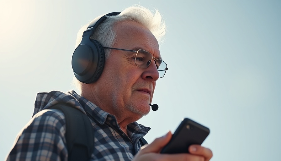 Older man with device exploring America's drone mystery.