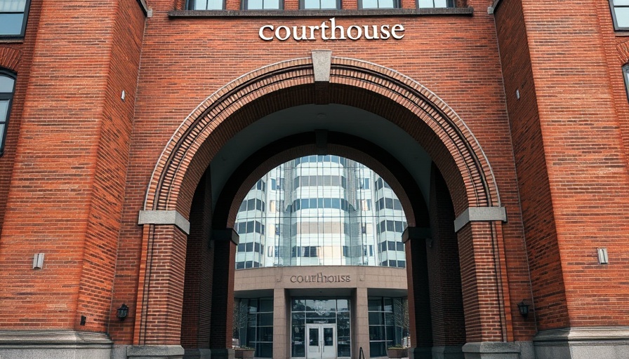Courthouse entrance related to NIH funding cuts legal battle.