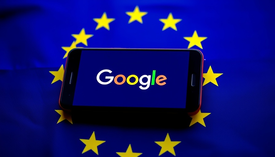 EU fines Google $3.5B over adtech abuse depicted with smartphone and EU stars.