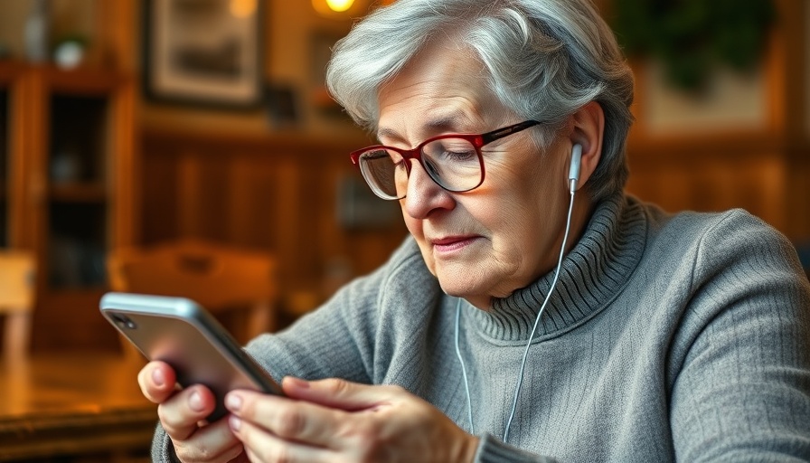 Elderly woman engaging with home healthcare technology.