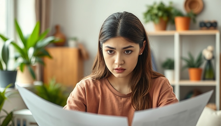 Puzzled woman managing side hustle taxes at home office.