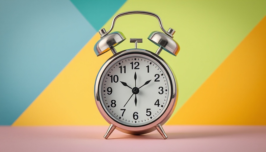 Alarm clock on colorful background related to HR transformation marketing strategies.