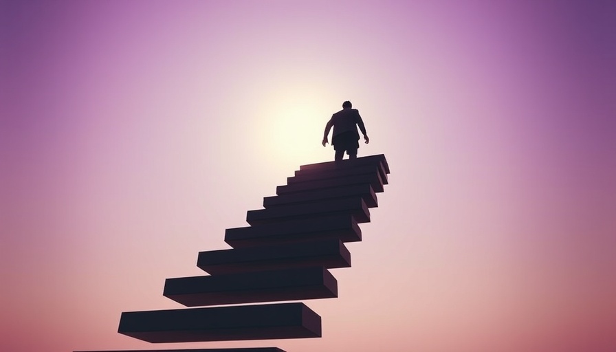Silhouette of person climbing stairs symbolizing earning a promotion.