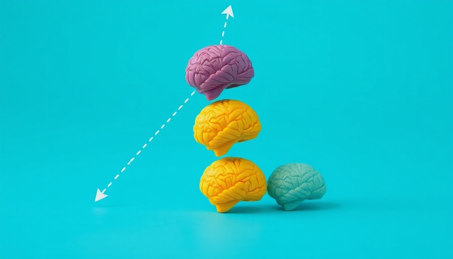 Colorful brains trending upward like a growth chart, DevOps trends 2025.