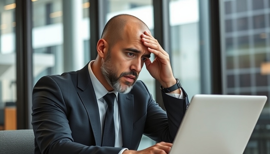Concerned businessman strategizing early monetization for startup in office.
